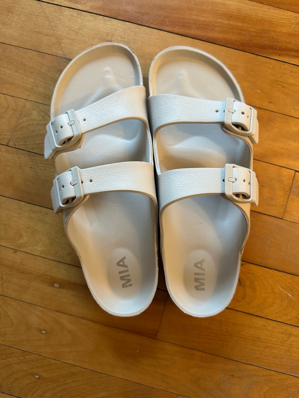 MIA Off-White Double Buckle Slide Sandals